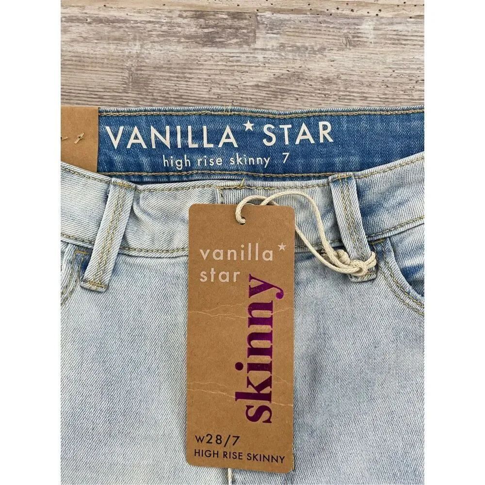 Vanilla Star High Rise Skinny Jeans Ankle Cropped Distressed Juniors Size 7 - Picture 6 of 7